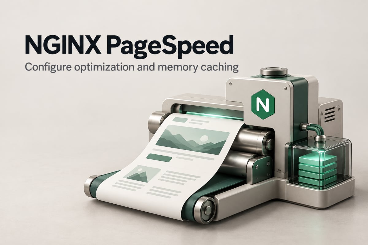 An NGINX PageSpeed core optimizing a page with an integrated memory cache