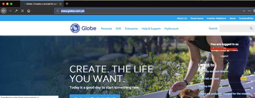 www.globe.com.ph home after login