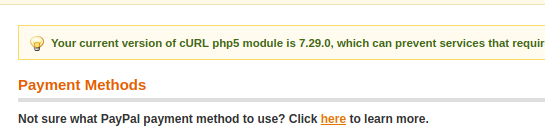 Magento 1.9 curl warning