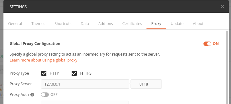 Postman Privoxy Config