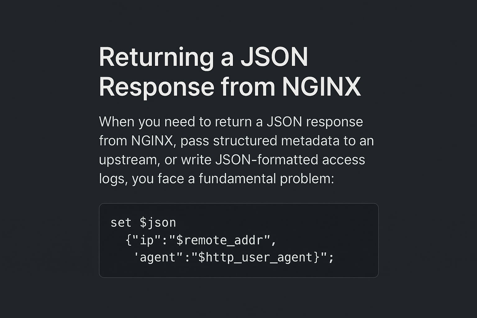 NGINX JSON Var Module: Build JSON Variables for Logging, APIs, and Proxying