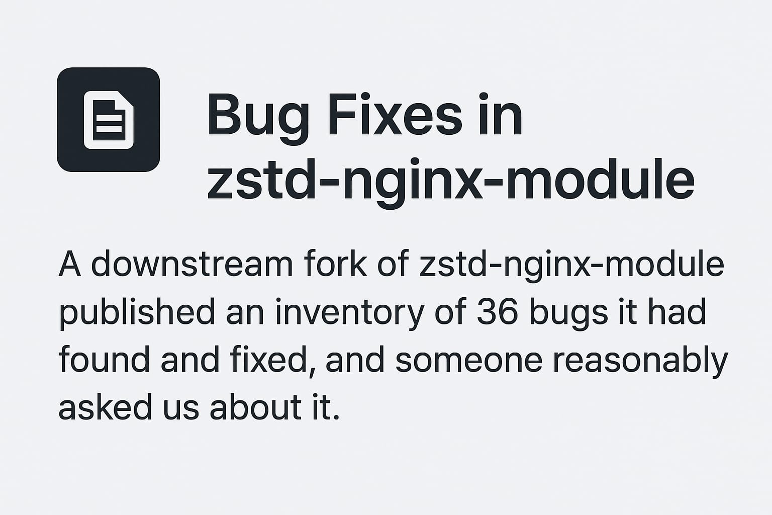 zstd-nginx-module: What a 36-Bug Audit Actually Found