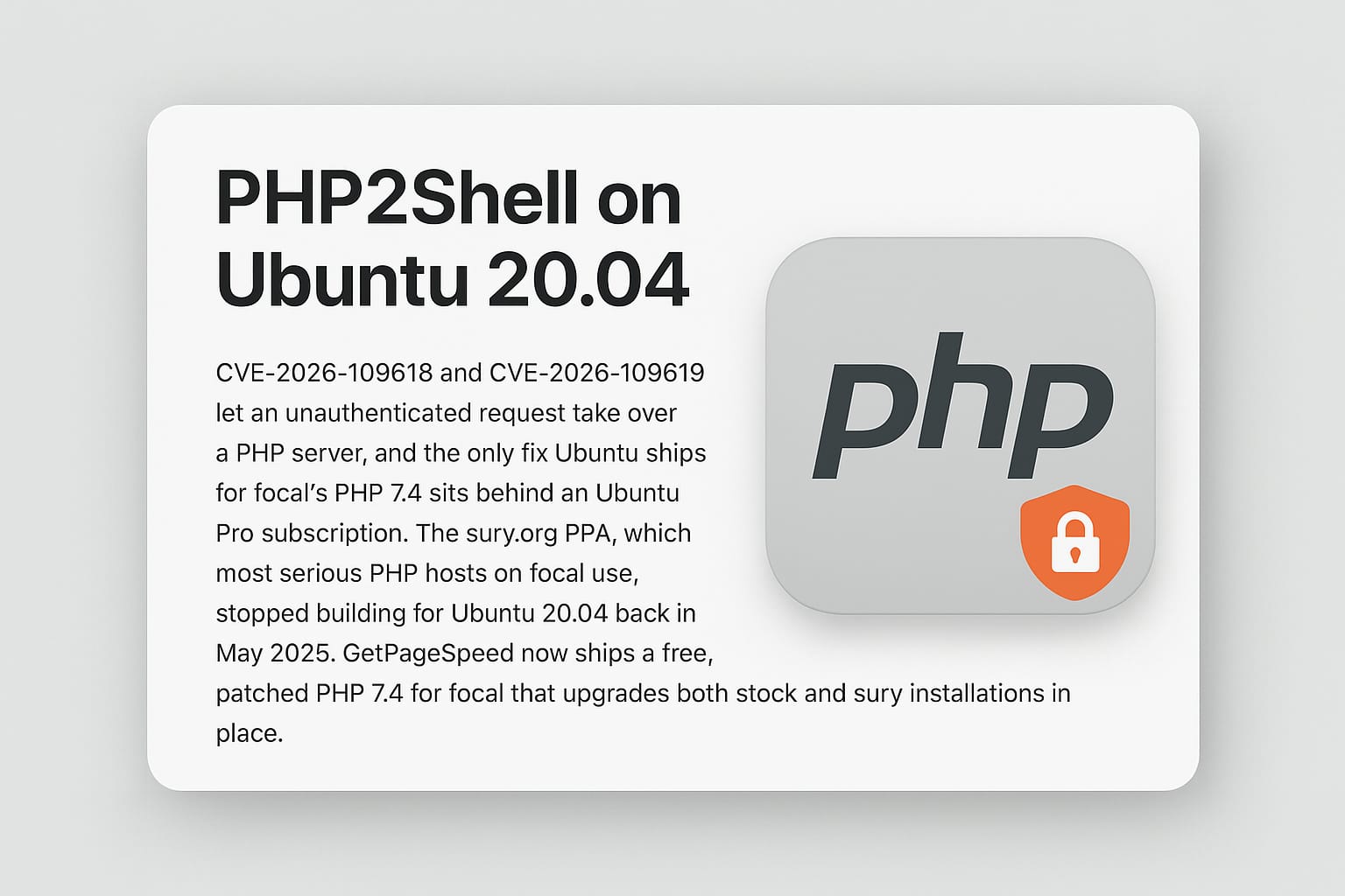 PHP2Shell on Ubuntu 20.04: Patched PHP 7.4 Without Ubuntu Pro