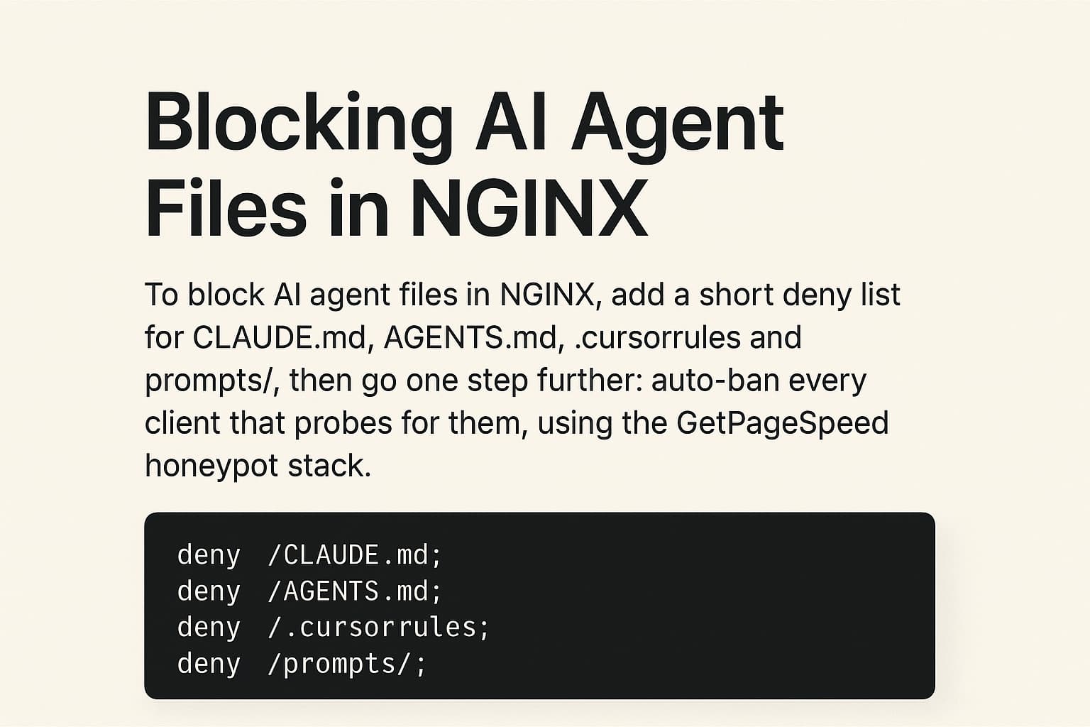 Your CLAUDE.md Is Public: Block AI Agent Files in NGINX